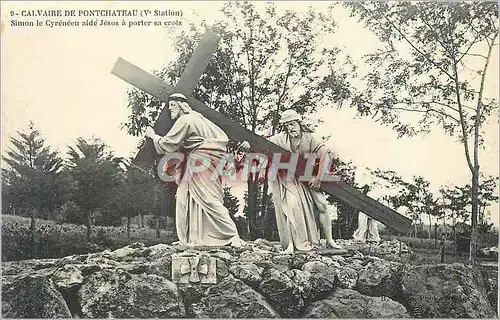 Cartes postales Calvaire de Pontchateau (Ve station) Simon le Cyreneen aide Jesus a porter sa Croix