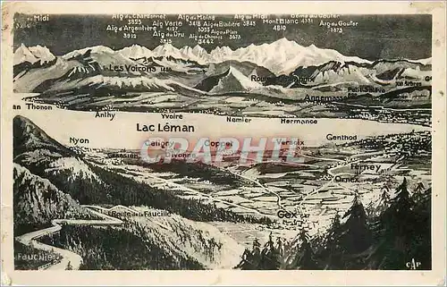 Cartes postales moderne Lac Leman Plan