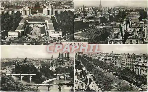 Moderne Karte Paris Le Palais de Chaillot Panorama sur les Sept Ponts La Pointe de la Cite Av de Champs Elysee