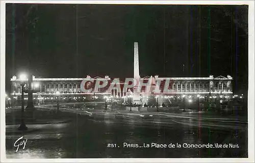 Moderne Karte Paris Place de Concorde Vue de Nuit
