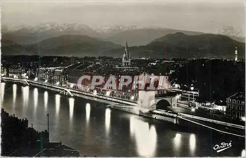 Moderne Karte Grenoble Les Belles Alpes Francaises Les Quais de l'Isere au Crepuscule