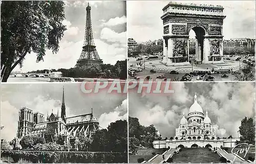 Moderne Karte Paris et ses Merveilles La Tour Eiffel L'Arc de Triomphe de l'Etoile La Cathedrale Notre Dame et