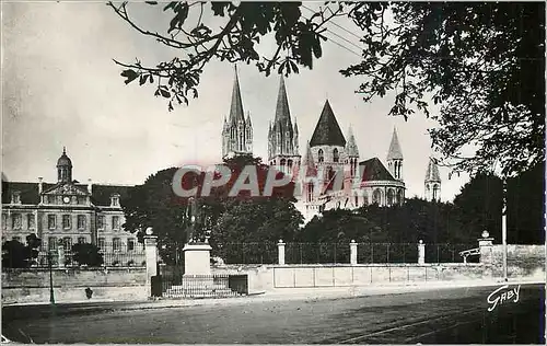 Moderne Karte Caen (Calvados) Eglise Abbatiale Saint Etienne Abside et vue d'ensemble