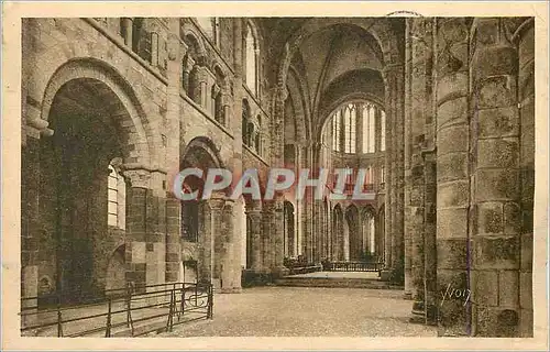 Ansichtskarte AK Mont Saint Michel La Douce France Abbaye Interieur de l'Eglise Romane (XIe Siecle)