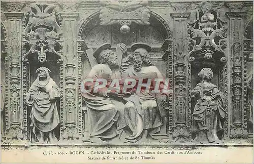 Cartes postales Rouen Cathedrale Fragement du Tombeau des Cardinaux d'Amboise