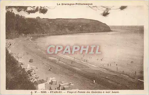 Cartes postales Etables La Bretagnes Pittoresque Plage et Pointe des Godelins a mer Haute