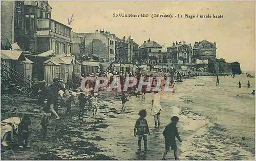 Cartes postales St Aubin sur Mer (Calvados) La Plage a Maree Haute