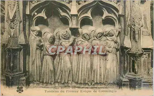 Cartes postales Environs de Luchon Bas Relief en Marbre de Carrare Tombeau du Premier Eveque de Commiinges