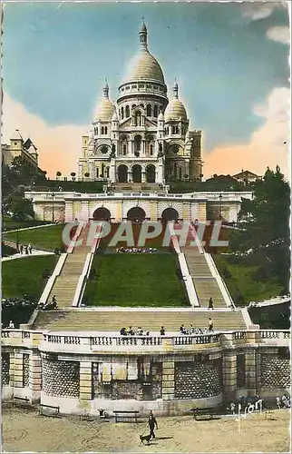 Cartes postales moderne Paris en Flanant Basilique du Sacre Coeur et l'Escalier monumental