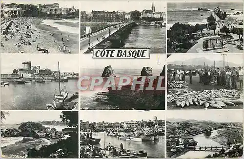 Moderne Karte Cote Basque Biarritz La Grande Plage Le Port St Jean de Luz Hendaye