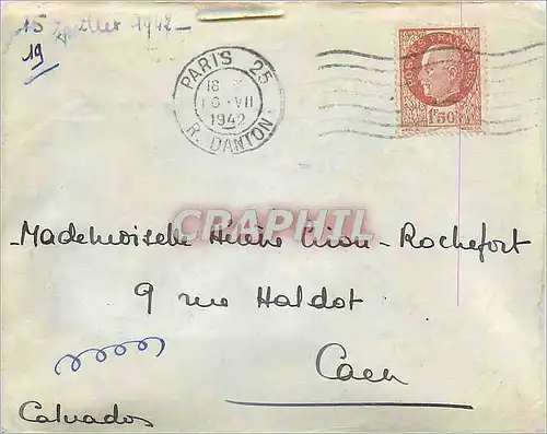 Lettre Petain 1F50 pour Cane 1942 de Paris