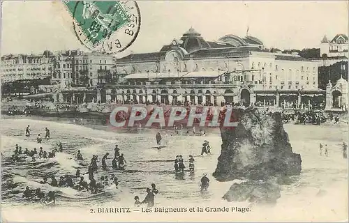 Cartes postales Biarritz Les Baigneurs et la Grande plage
