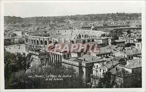 Moderne Karte Nimes Le Palais de Justice et les Arenes