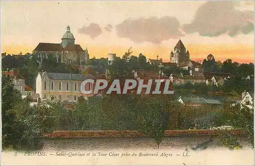 Cartes postales Provins Saint Quiriace et la Tour Cesar prise du Boulevard Aligre