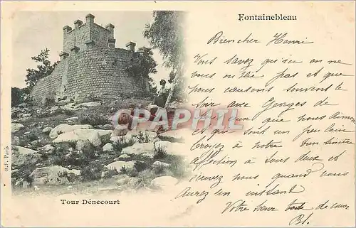 Cartes postales Fontainebleau Tour Denecourt (carte 1900)