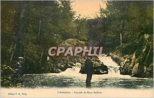 Ansichtskarte AK Vichy L'Ardoisiere Cascade du Gour Saillant Peche Pecheur