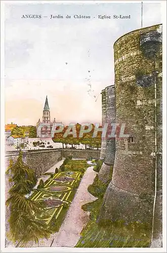 Cartes postales Angers Jardin du Chateau Eglise St Laud