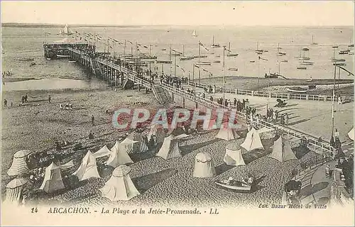 Ansichtskarte AK Arcachon La Plage et la Jetee Promenade