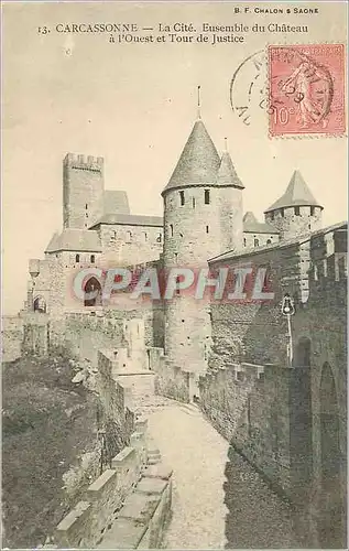 Ansichtskarte AK Carcassonne La Cite Ensemble du Chateau a l'Ouest et Tour de Justice