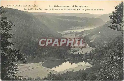 Cartes postales Retournemer et Longemer Les Vosges Illustrees La Vallee des Lacs vue de la Route de las Schlucht