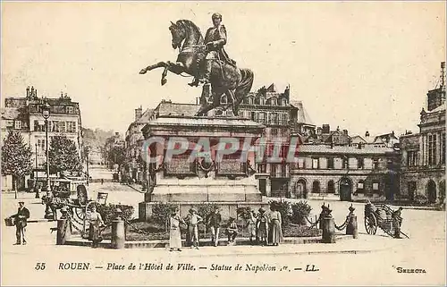 Cartes postales Rouen Place de l'Hotel de Ville Statue de Napoleon Ier