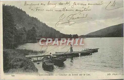 Ansichtskarte AK Gerardmer Coucher de Soleil sur le Lac Bateaux