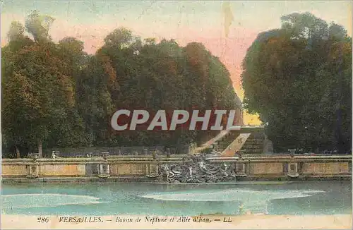 Cartes postales Versailles Bassin de Neptune et Allee d'Eau
