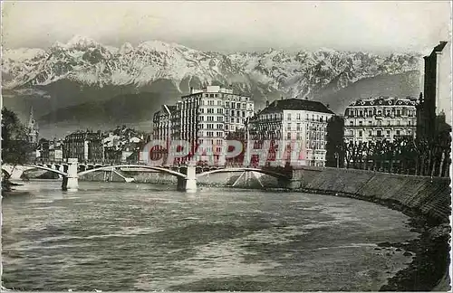 Moderne Karte Grenoble Les Belles Alpes Francaises Pont de la Porte de France et les Alpes