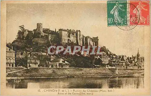 Cartes postales Chinon (I et L) Ruines du Chateau (Mon Hist)