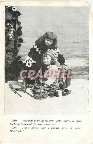 Cartes postales Elle Asseyons nous un moment Petit Pierre et mets toi la pres de moi Je veux te Caresser Lui J'a