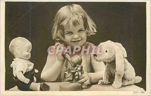 Cartes postales Enfant Poupee Chien Telephone