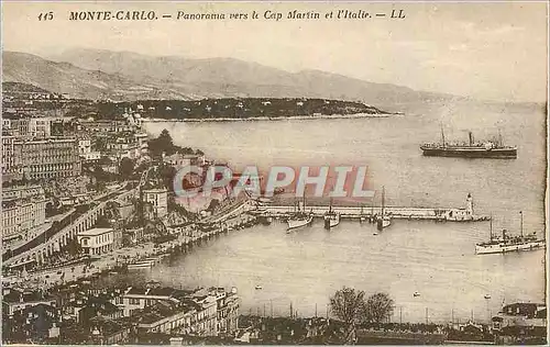 Cartes postales Monte Carlo Panorama vers le Cap Martin et l'Italie Bateaux