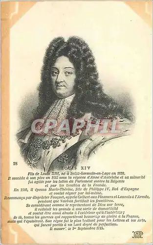 Cartes postales Louis XIV Fils de Luis XIII ne a St Germain en Laye
