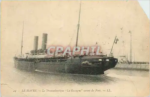 Cartes postales Le Havre Le Transatlantique La Gascogne sortant du Port