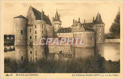 Ansichtskarte AK Sully sur Loire Le Chateau Feodal (XIVe S) vu du Pilier