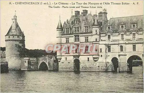 Cartes postales Chenonceaux (I e L) Le Chateau La Tour des Marques et l'Aile Thomas Bohier