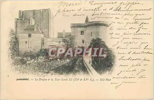 Cartes postales Loches Le Donjon et la Tour Louis XI (XIe et XVe S) (carte 1900)