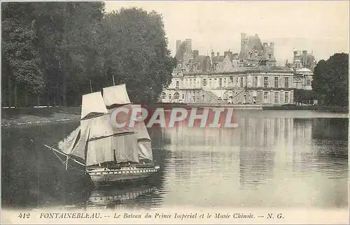 Ansichtskarte AK Fontainebleau Le Bateau du Prince Imperial et le Musee Chinois Chien China Bateau