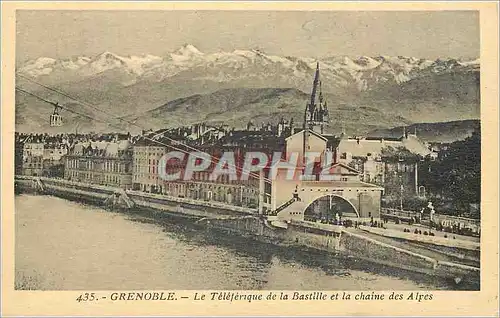 Cartes postales Grenoble Le Teleferique de la Bastille et la Chaine des Alpes