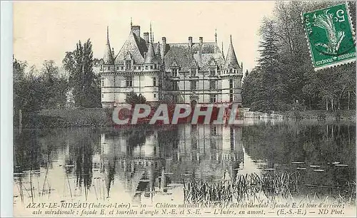 Cartes postales Azay le Rideau (Indre et Loire) Chateau National (XVIe S) dite Occidentale