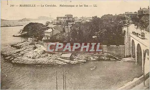Cartes postales Marseille La Corniche Malmousque et les Iles Tramway