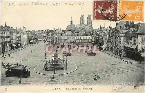 Ansichtskarte AK Orleans La Place du Martroi Tramway