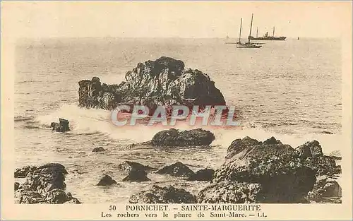 Cartes postales Pornichet Sainte Marguerite Les Rochers vers le Phare de Saint Marc Bateaux