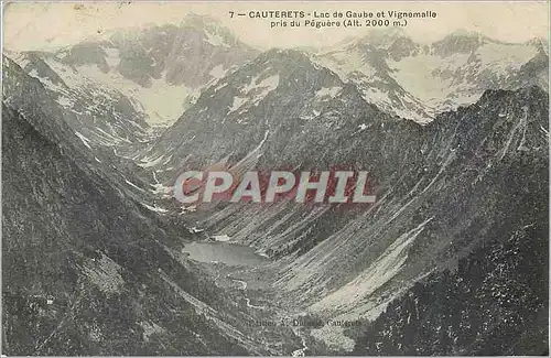 Cartes postales Cauterets Lac de Gaube et Vignemalle prise du Peguere (Alt 2000 m)