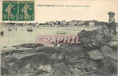 Ansichtskarte AK Vieux Pornichet (L Inf) Les Rochers et la Plage Enfant