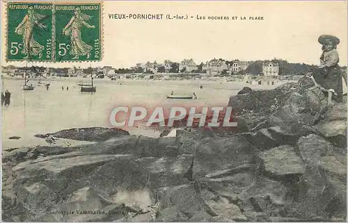 Cartes postales Vieux Pornichet (L Inf) Les Rochers et la Plage Enfant
