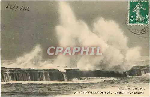 Cartes postales St Jean de Luz Tempete Mer Demontee