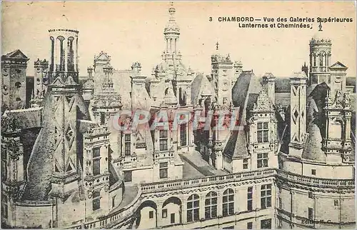 Cartes postales Chambord Vue des Galeries Superieures Lanternes et Cheminees