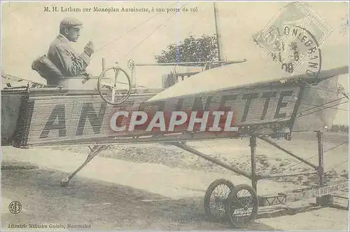 REPRO Latham sur Monoplan Antoinette a son Poste de Vol Avion Aviation