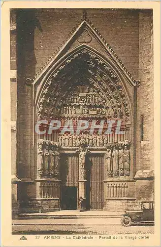 Cartes postales Amiens la Cathedrale Portail de la Vierge Doree Automobile
